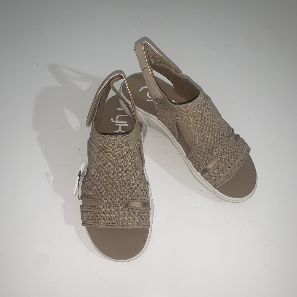 Ryka Micha Sandals Womens Size 5 Beige Fabric Slingback Hook & Loop Comfort